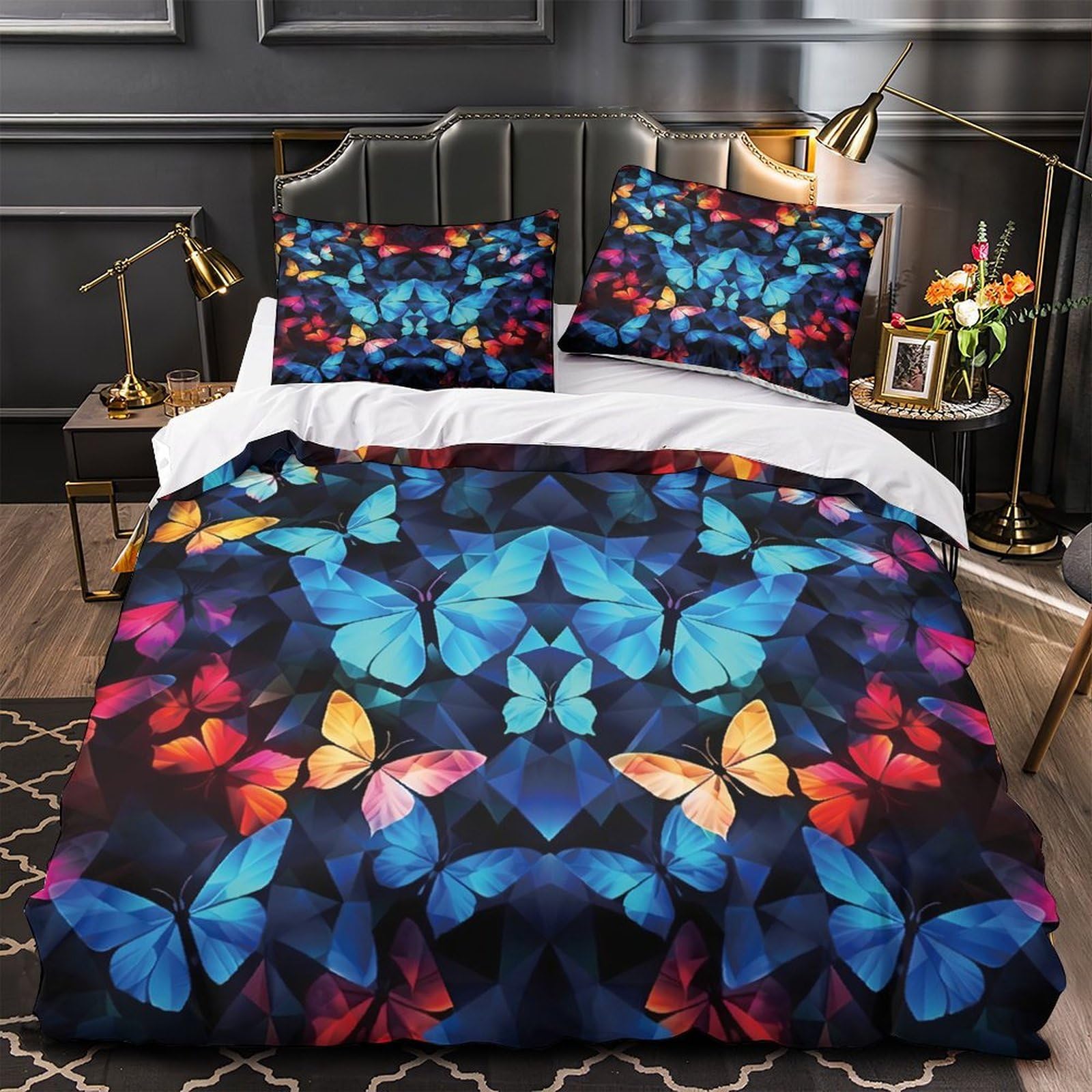 Parure de lit 135x200 design papillon abstrait pour transformer l'ambiance d'une chambre