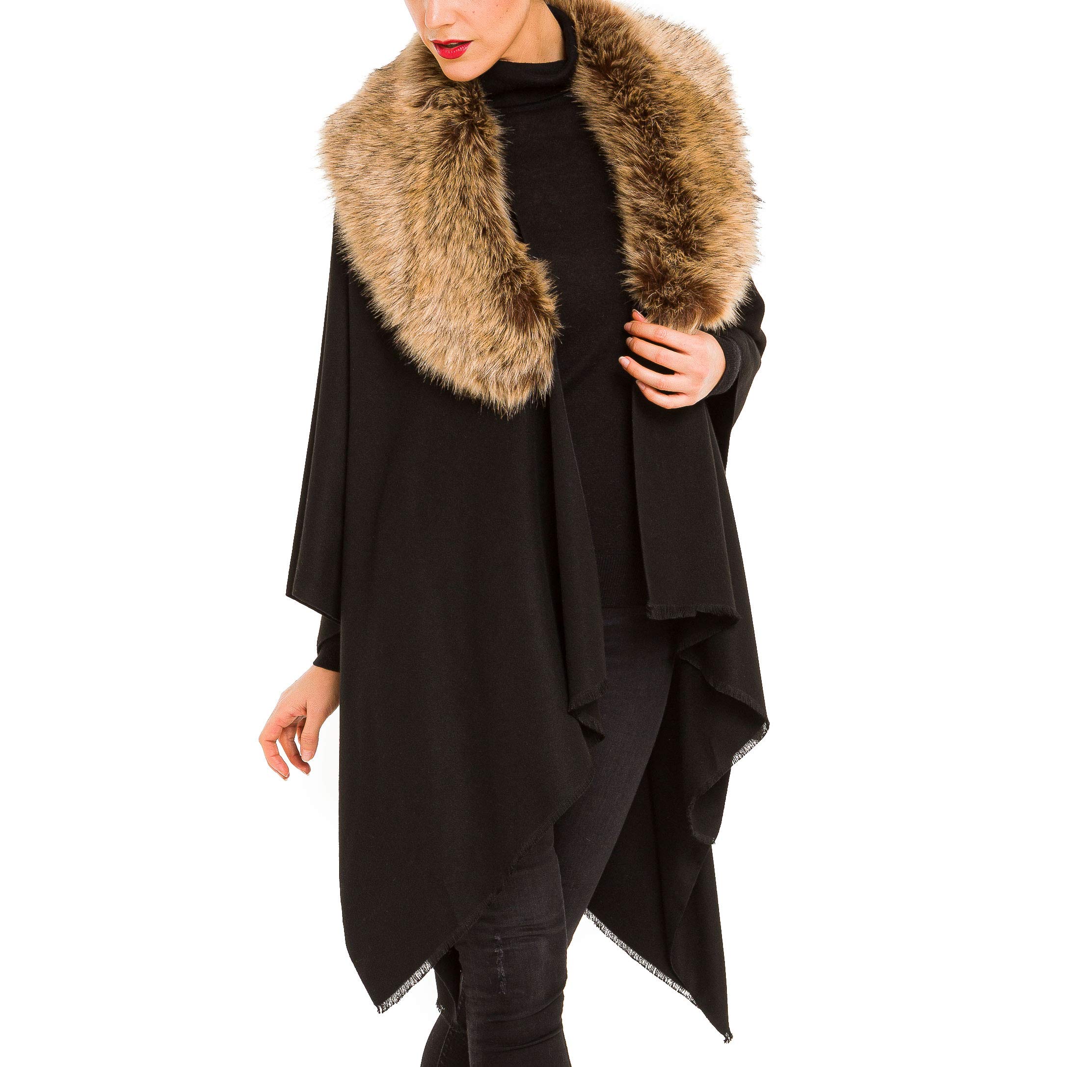 MIMOSITO Womens Shawl Wrap Poncho Ruana Cape Cardigan Sweater Open Front for Fall Winter