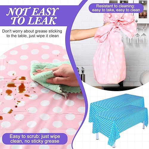 Miniatura 3 de Newwiee Paquete de 40 manteles de plástico desechables de 54 x 108 pulgadas, a granel, impermeables, para mesas rectangulares de 8 pies, mantel de