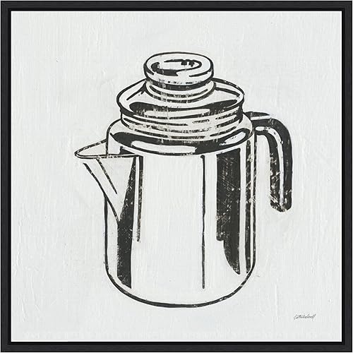 Amanti Art Lienzo enmarcado para pared, 16 x 16 pulgadas, cafetera retro (cocina) por Kathrine Lovell, lienzo enmarcado para pared, obras de arte de