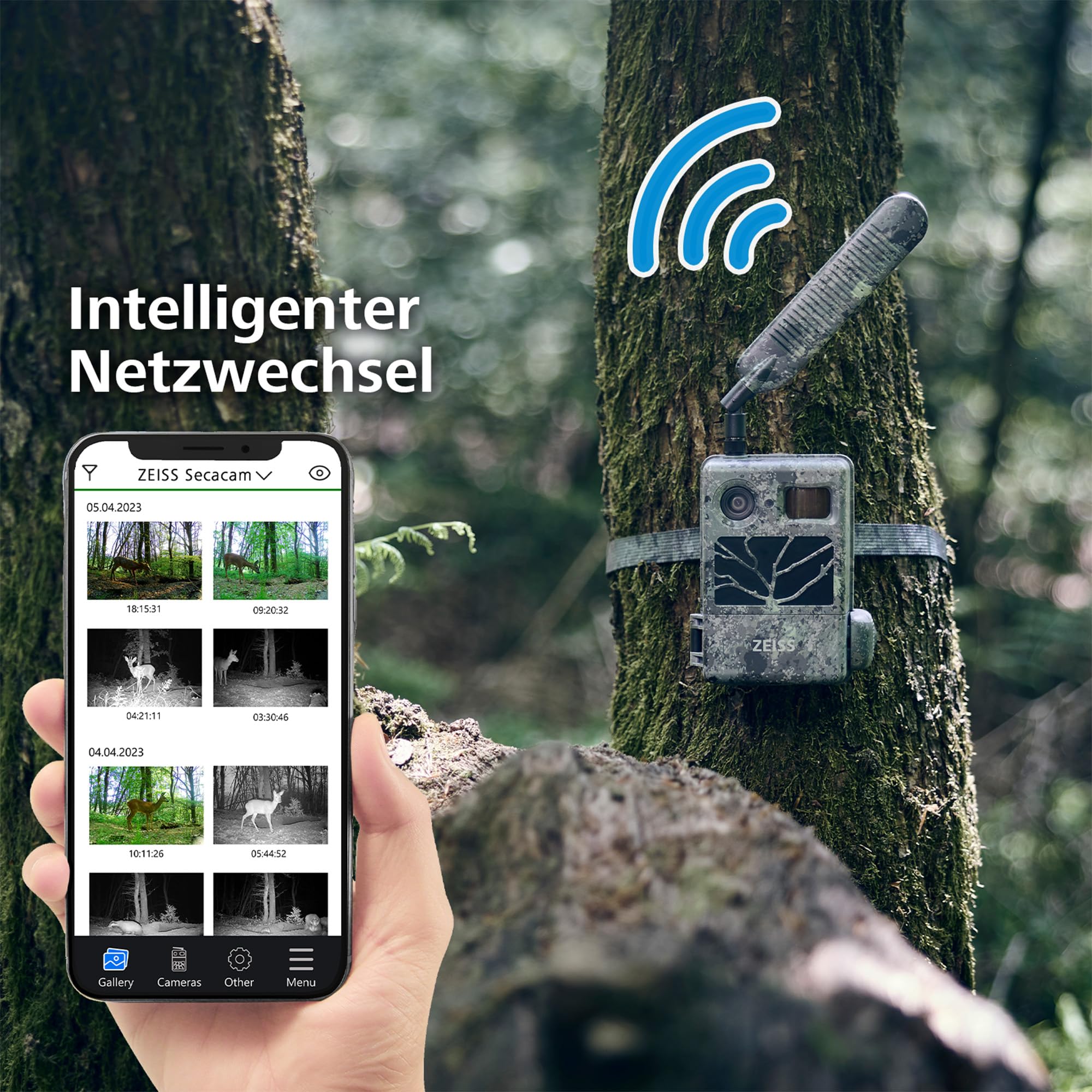 ZEISS Secacam 3 Wide-Angle – Fototrappola grandangolare 100°, 4G, 32 GB, App, 12 MP, HD1080, rilevamento a infrarossi 20 m, visione notturna, impermeabile IP66, 60 LED neri invisibili, sorveglianza