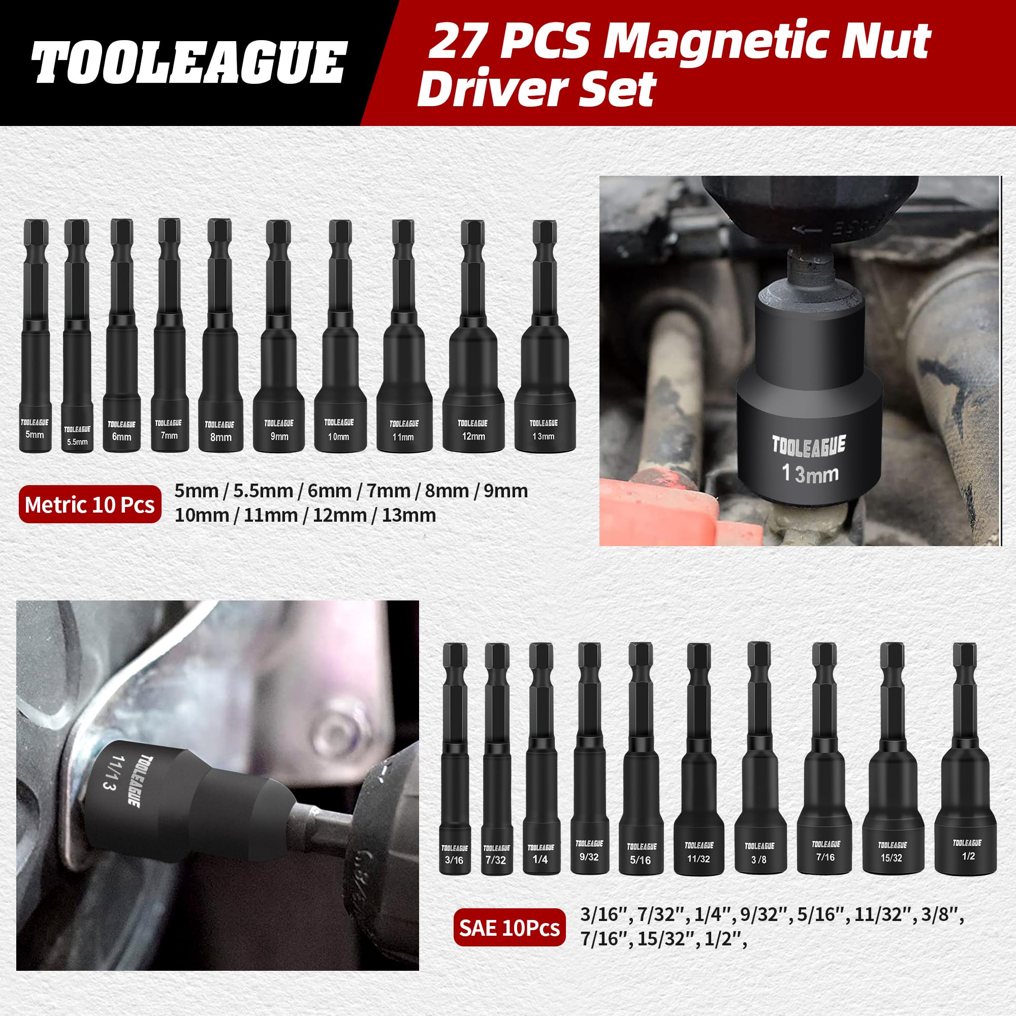 TOOLEAGUE Magnetic Nut Driver Set - 27 Pcs -2 TOOLEAGUE Magnetic Nut Driver Set - 27 Pcs -2