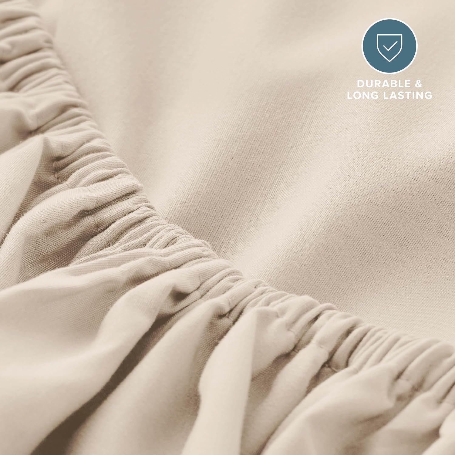 Bare Home Fitted Bottom Sheet Twin Size - Premium 1800 Ultra-Soft - Hotel Luxury - Deep Pocket - Durable and Long Lasting (Twin, Sand)