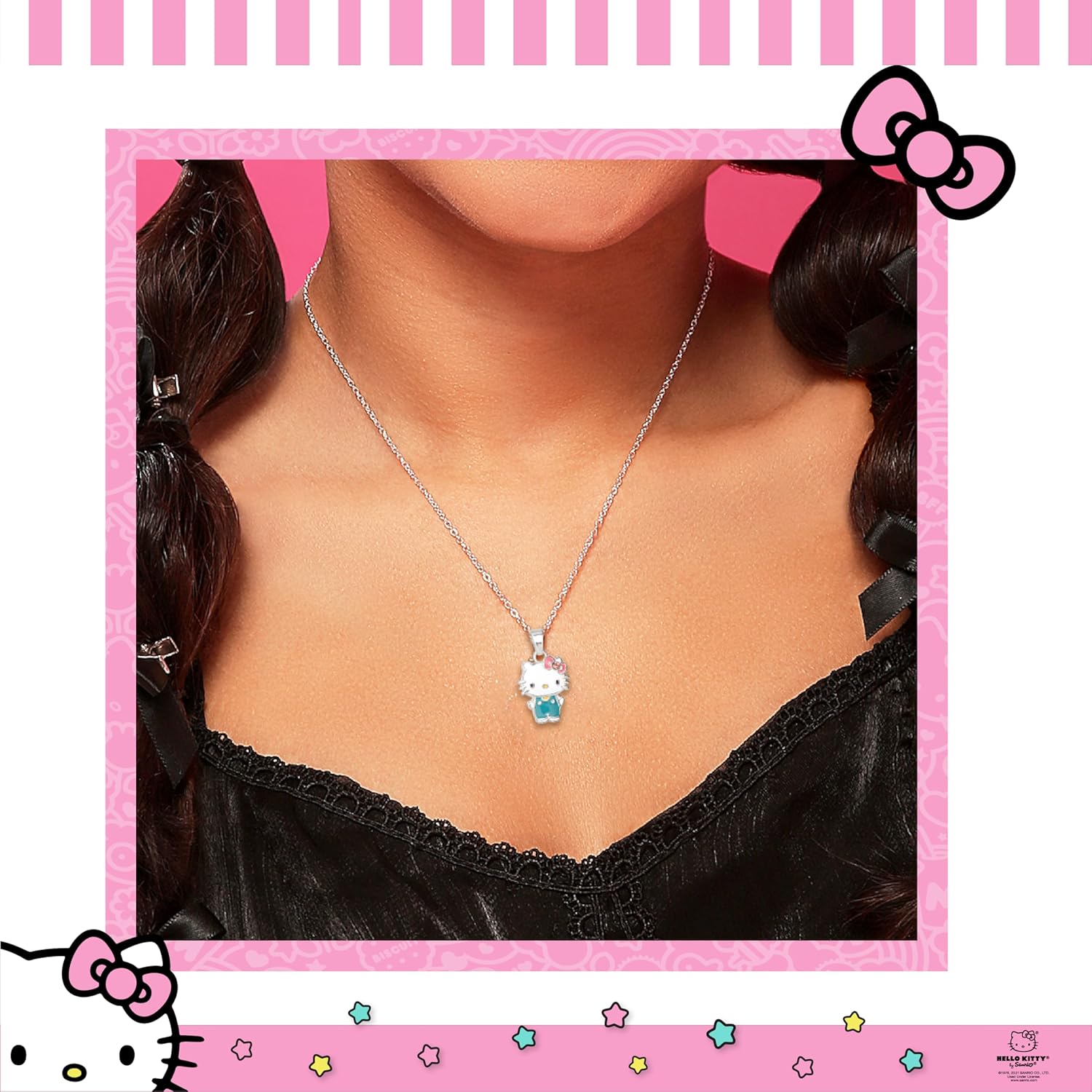 Hello Kitty Sanrio Women's Kuromi Necklace Collection – Silver and 18kt Flash-Plated with Crystal & Enamel Pendants, Officially Licensed - Image 2