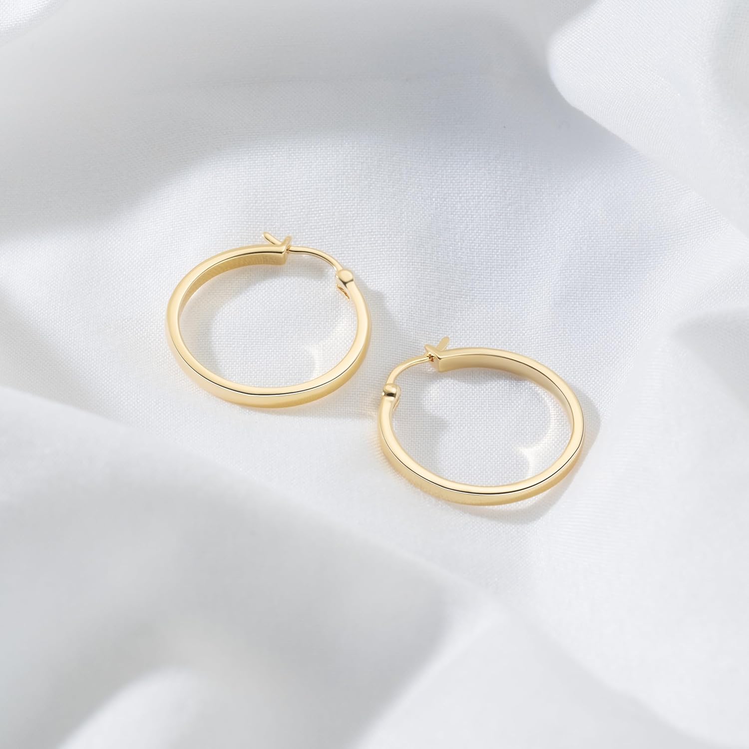 Gold Hoop Earrings for Women 14K Gold Hoop Earrings for Women Earring for Womens Hoops Understated Elegance with Smooth Lines Hoops Earring for Womens 20/25/30/40mm - Image 7
