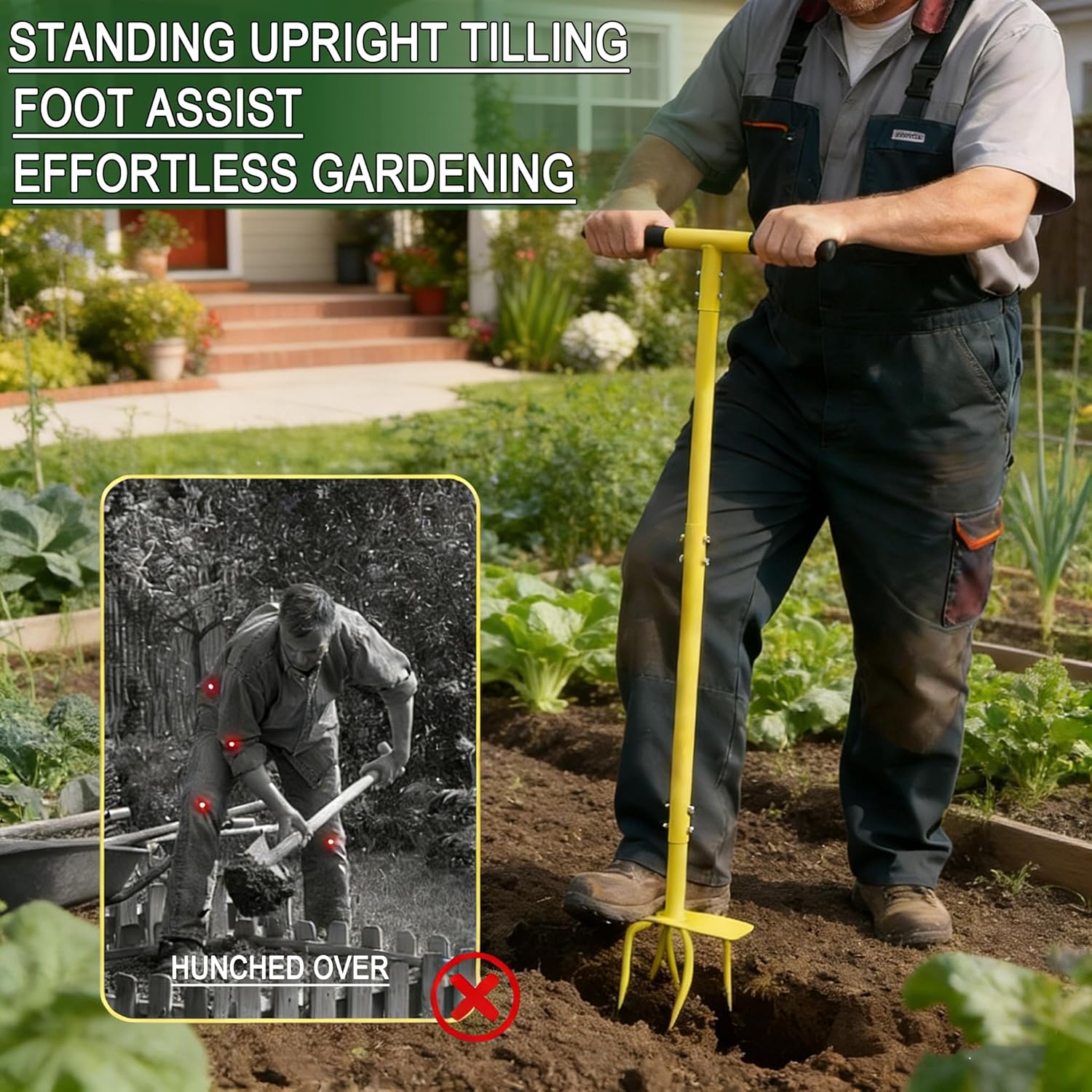 BARAYSTUS Hand Tiller Cultivator with Steel Garden Claw, Manual Twist Tiller Soil Loosening Garden Tool for Flower Beds, Raised Beds & Planter Boxes