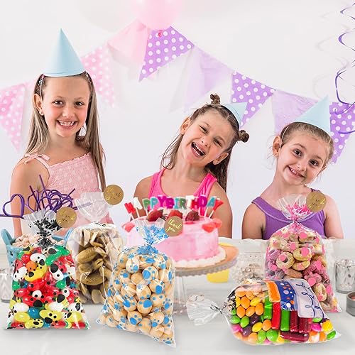 Miniatura 7 de VALUCKEE 100 bolsas de celofán con estampado de patas de perro de mayor capacidad, bolsas de golosinas para perros y gatos con calcomanías, bolsas