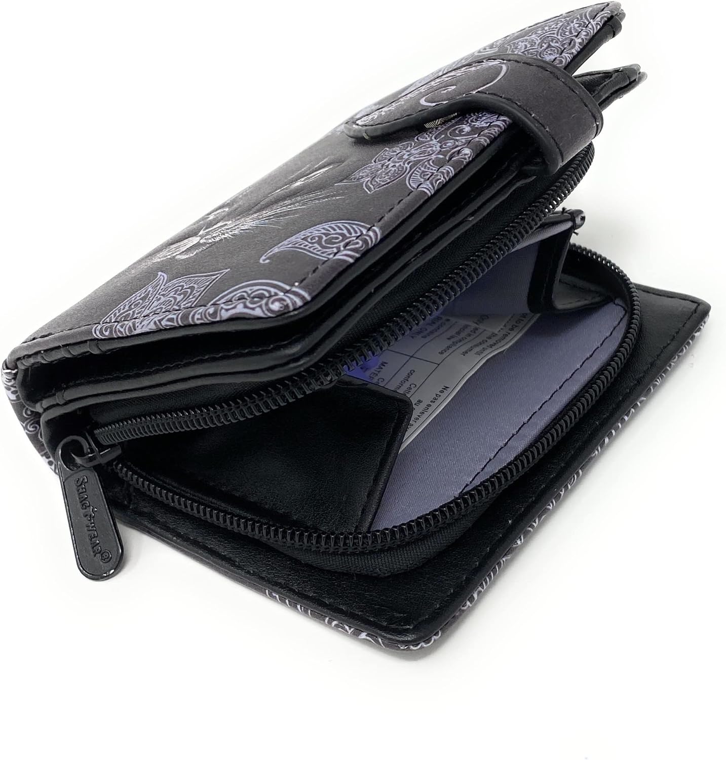 Shag Wear Shadow Cat Small Animal Wallet for Women and Teen Girls Vegan Faux Leather Black 4.5"