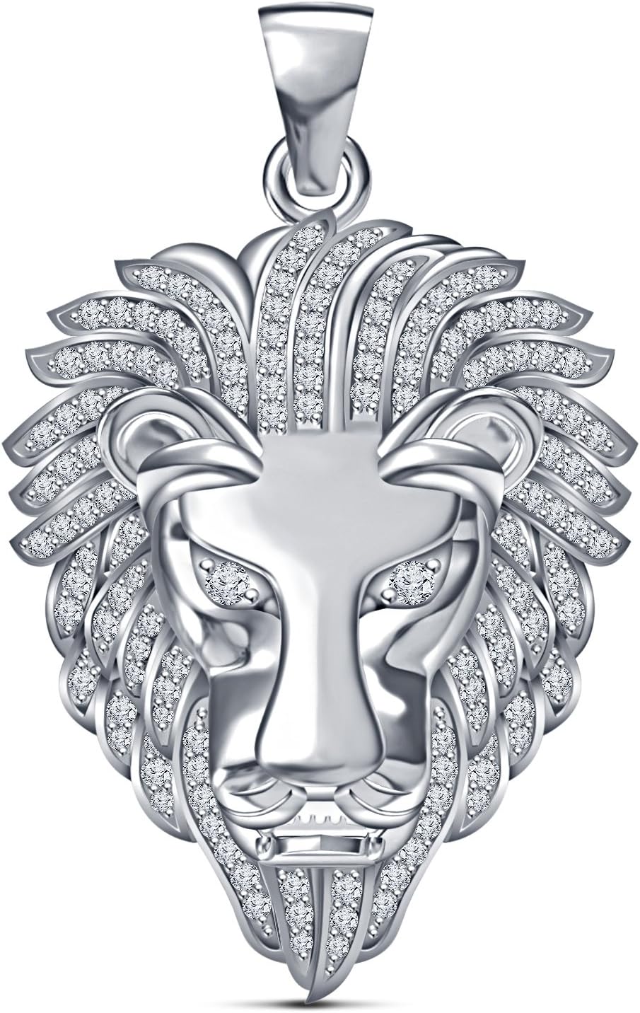 Men's Solid 14K Gold Plated 925 Sterling Silver King Lion Head Pendant