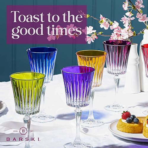 Miniatura 5 de Barski Copa de vino  Copas  Vino tinto  Vino blanco  Colores surtidos  Copa de agua  Copas de tallo  Juego de 6 copas  Vidrio similar al cristal  10