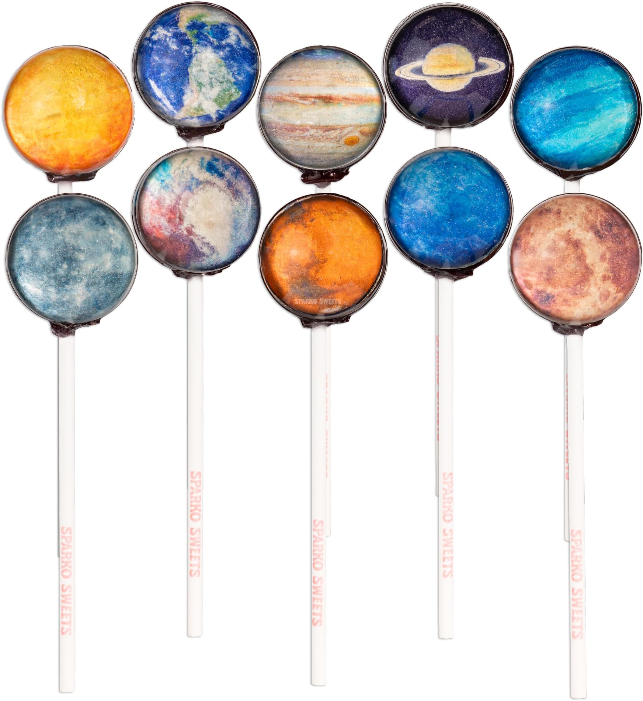 Galaxy Lollipops, Planet Designs, 100 Pieces, Individually Wrapped, 8 lbs, Bulk Pack, Handcrafted in USA – Perfect for Events, Parties, and Weddings