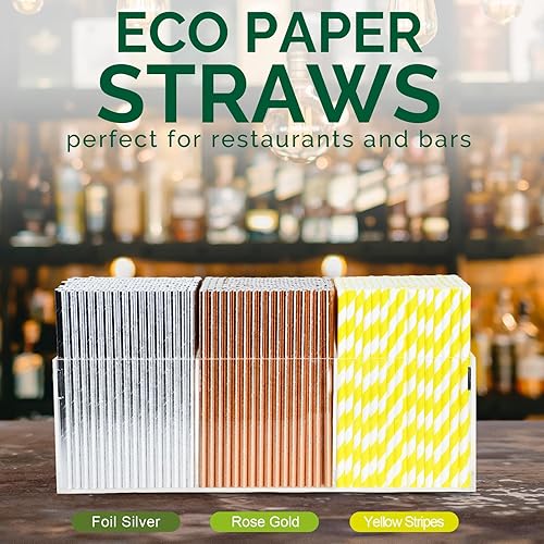 Vista 64 de Pajitas de papel corto desechables de papel kraft marrón de 5.75 pulgadas y pajitas para agitar, para el hogar, bares y restaurantes Marrón Kraft