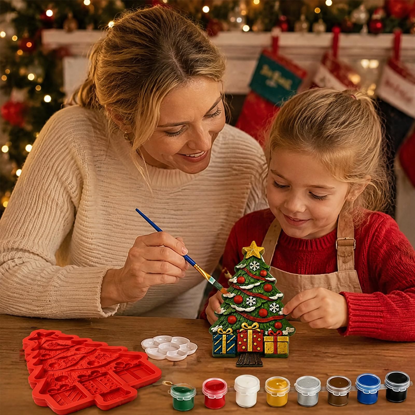 Kexpery DIY zestaw choinkowy do malowania z żywicy 3D wielokrotnego użytku | DIY Zestaw choinkowy do malowania z żywicy 3D wielokrotnego użytku idealny do precyzyjnych odlewów i starannego wykończenia