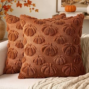 MIULEE Fall Decor Pillow Covers 16x16 Set of 2 Pumpkin Rust