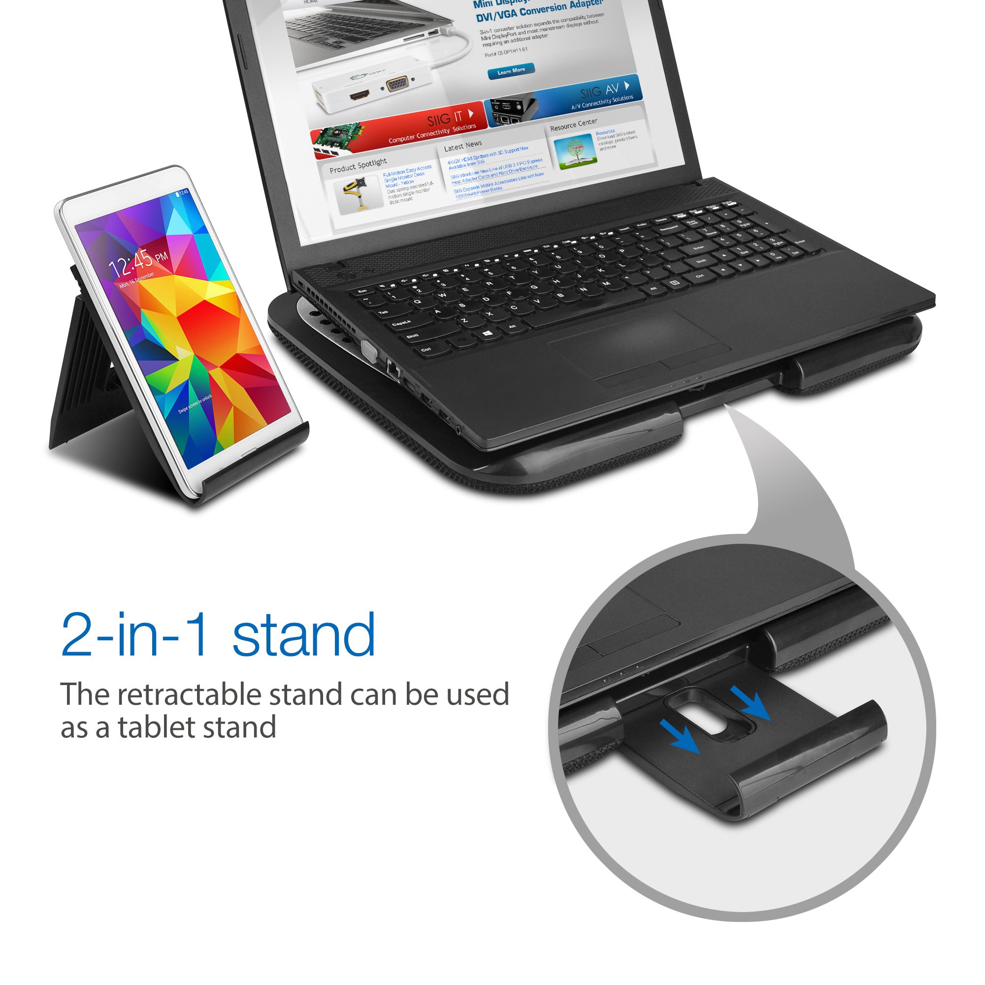 Aluminum Laptop Cooling Pad, SIIG Ergonomic MultiAngle Tilted Laptop