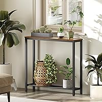 Vista 4 de Narrow Console Table, 2-Tier Small Sofa Table, 29.5" Thin Entryway Behind Couch Table with Shelves, Industrial Hallway Table, for Living Room