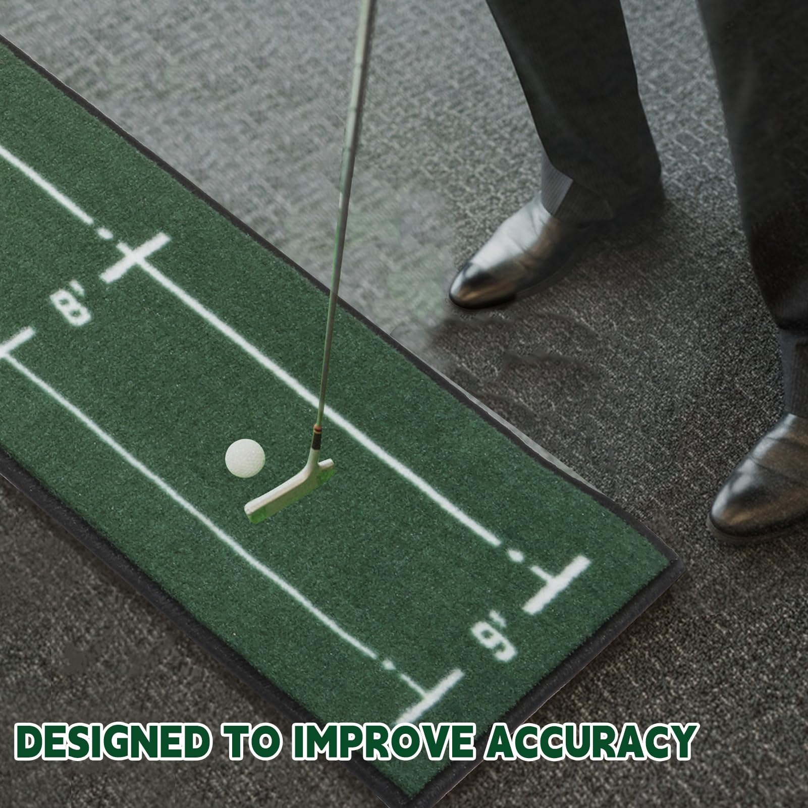 Rainmae Alfombrilla de golf para interiores de 30 cm de ancho y 280 cm de largo, para práctica de golf, ayuda a simular con pista de alineación y entrenamiento de putter
