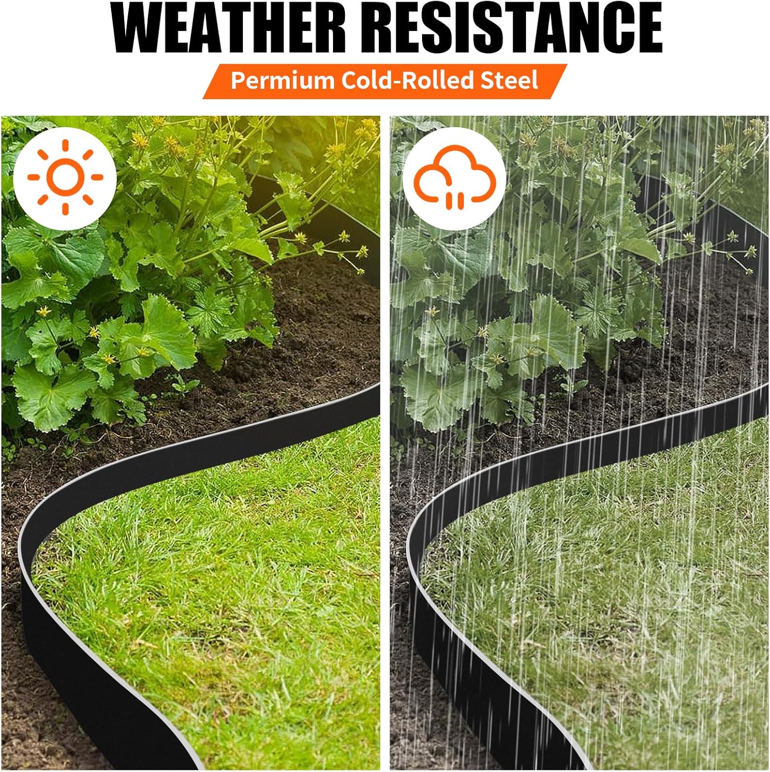 40"x6" Steel Lawn Edging, 5-Pack Metal Landscape Edging Strips,Hammer-in Garden Edging Borders,Total16.25 ft Length Bendable Landscape Edging for Yard Pathway Divider