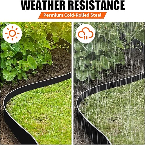 Miniatura 3 de ITeVe.GD 5 bordes de acero para césped, bordes metálicos para paisaje, borde de jardín de 5 x 39 pulgadas, borde flexible de paisaje de 16.25 pies