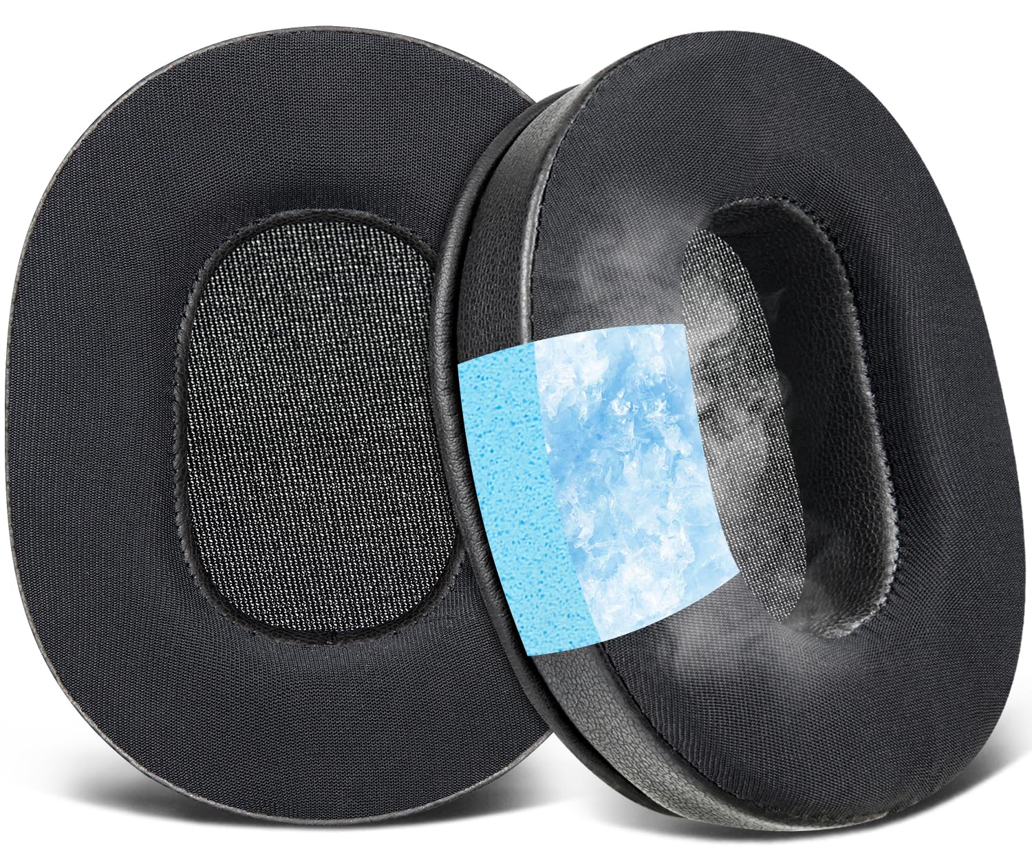 SOULWIT Cooling Gel Earpads Replacement for Audio-Technica ATH-M60X On-Ear Headphones, Ear Pads Cushions with Ice Silk Fabric, High-Density Foam -
