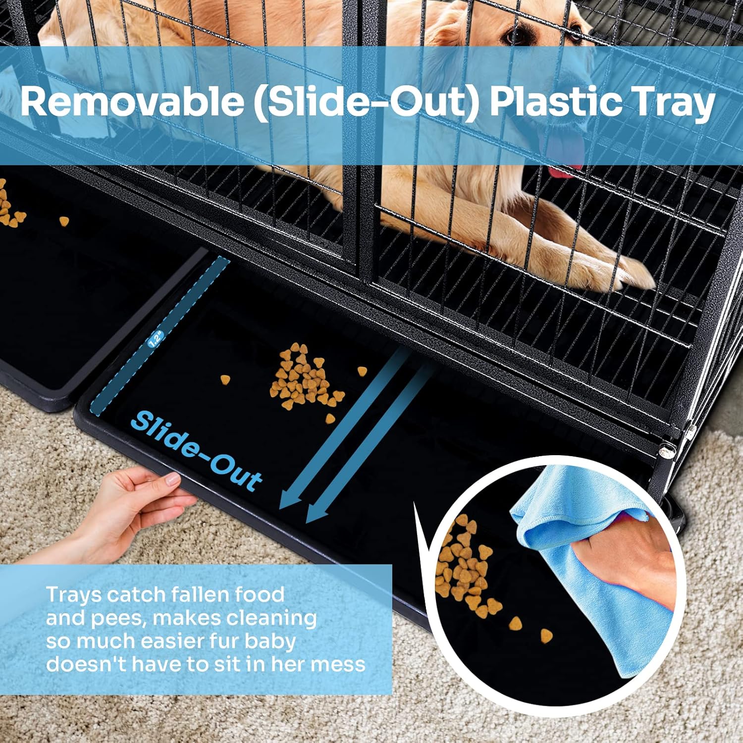 Buy Heavy Duty Dog Crate Kennel 38/42 inch Indestructible Dog Cage