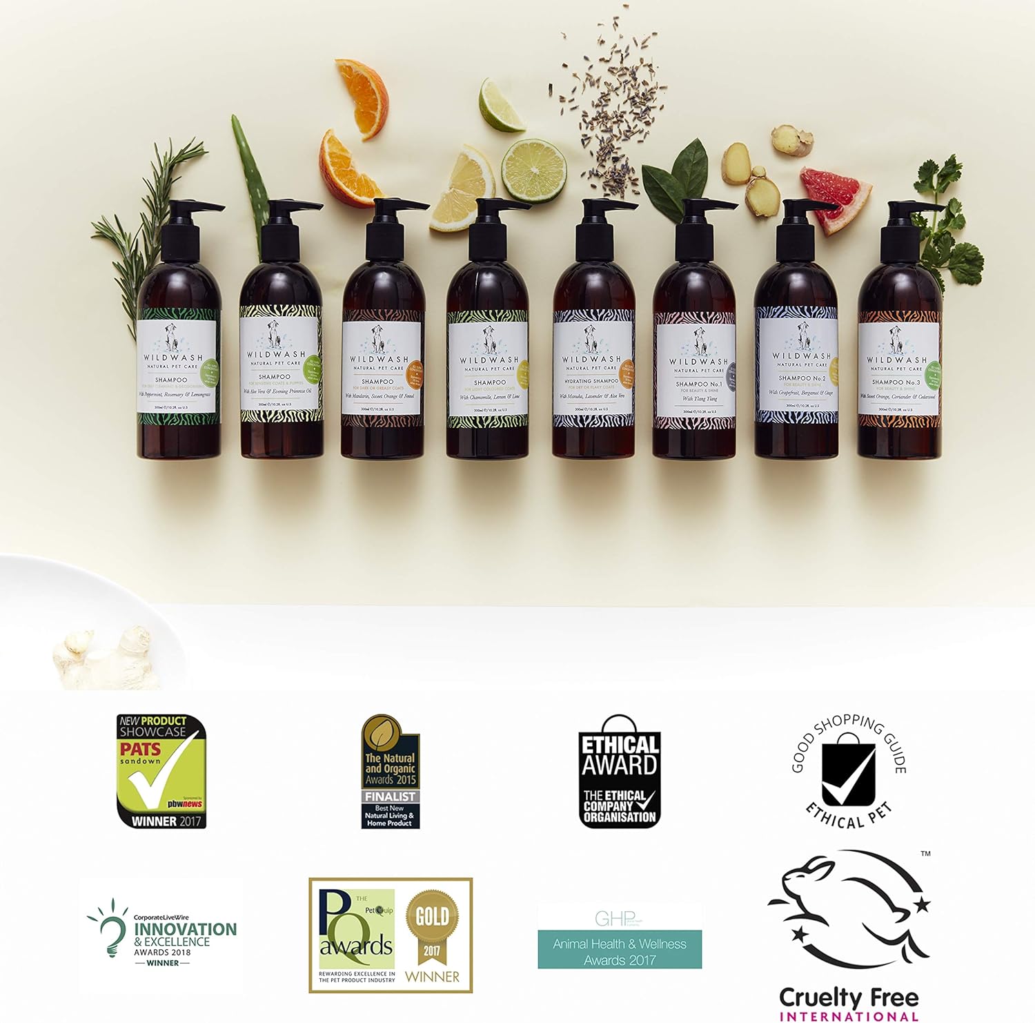 WildWash PRO Dog & Cat Shampoo for Sensitive Coats and Puppies - with Aloe Vera and Evening Primerose Oil - Made in UK Natural Pet Care by Andrew Cooper - 300 ml (Dilutes to 10 litres)