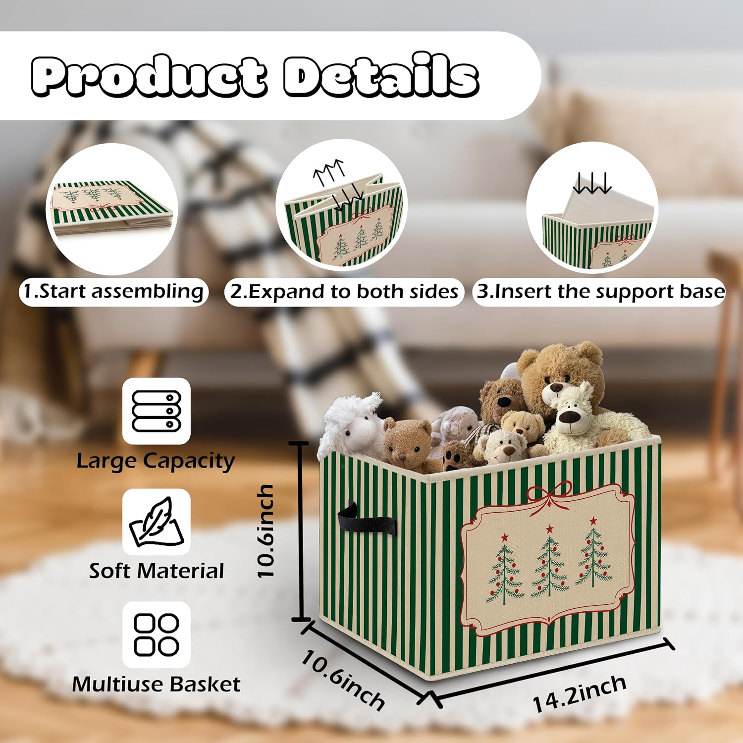 Coquette Christmas Tree Foldable Storage Bins Box with Handles