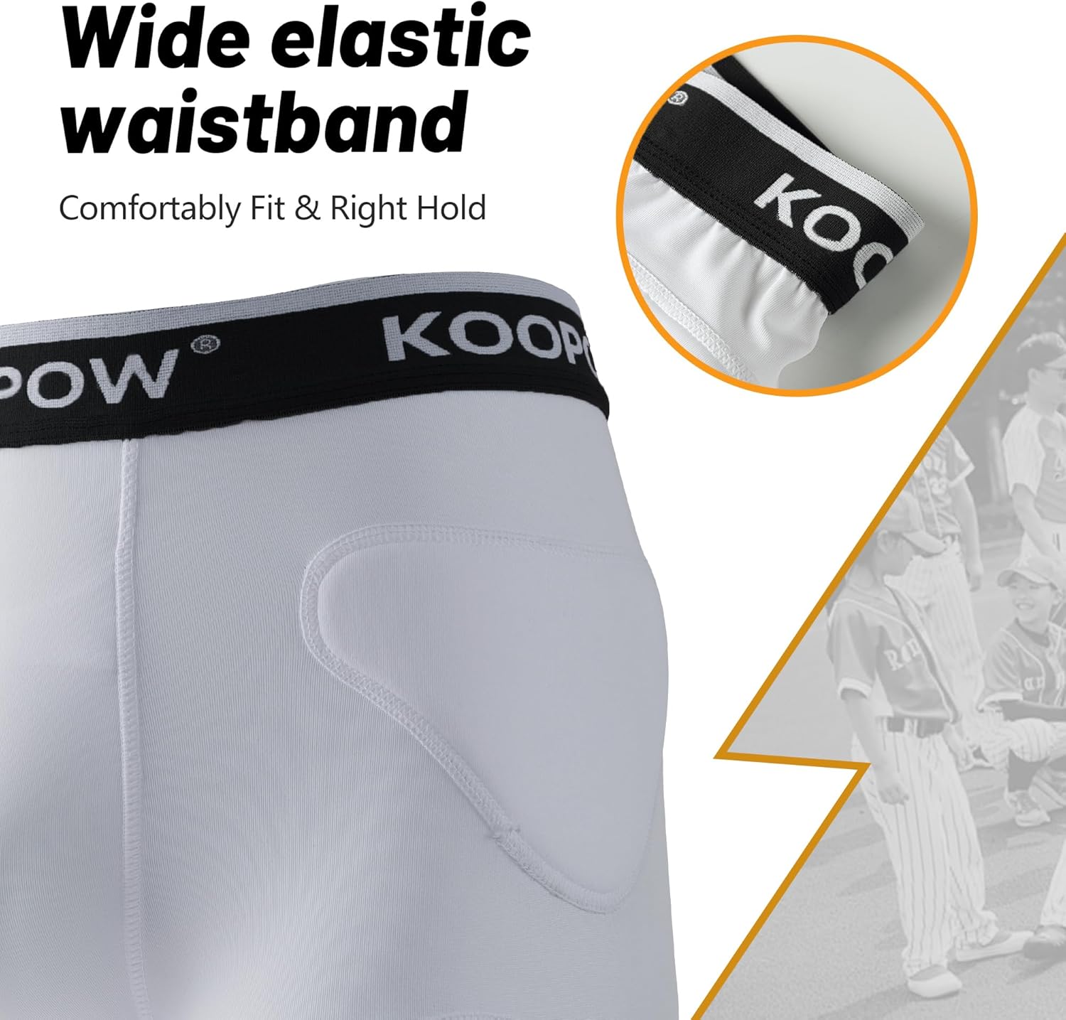 KOOPOW Youth Sliding Shorts Boys Padded Slider Shorts Sliding Pads with Cup Pocket for Baseball, Football, Hockey, Lacrosse - Image 5