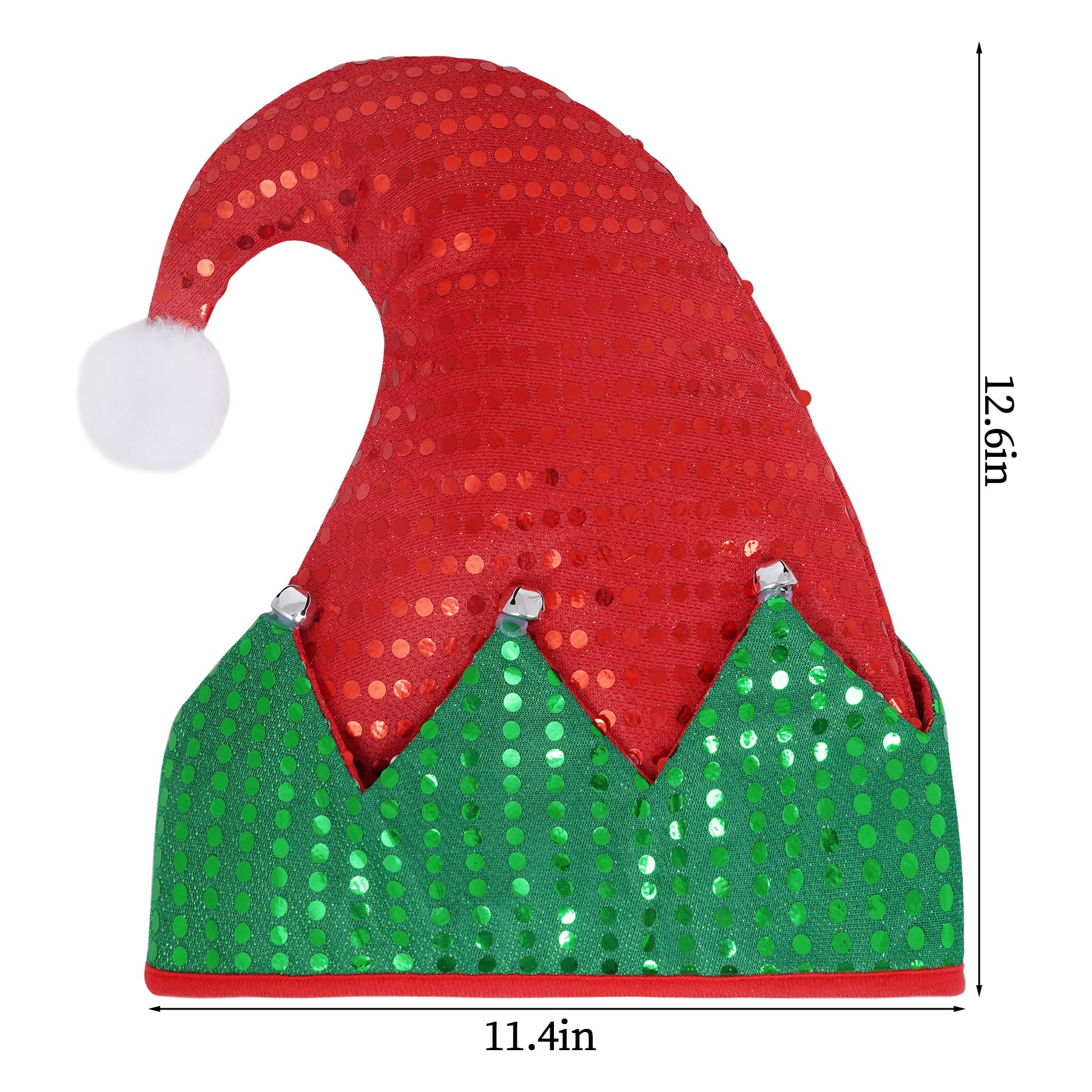 Yookat 2 Pack Christmas Elf Hat - Felt Elf Hat for Christmas and New Year (Green and Red)