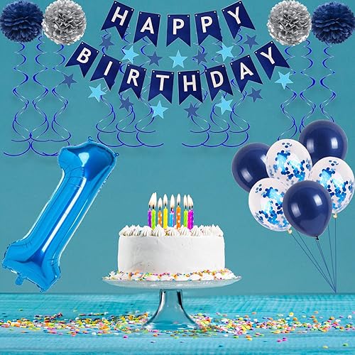 Miniatura 3 de NANINUNENO Decoraciones de fiesta de cumpleaños azul número 16 para niños, niñas, hombres y mujeres, suministros de globos de feliz cumpleaños 16