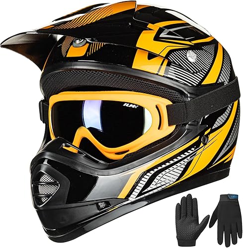 Miniatura 7 de ILM - Casco con gafas de seguridad y guantes deportivos para niños y adolescentes, para motocross, cuatrimoto, motocicleta, todoterreno. Aprobado