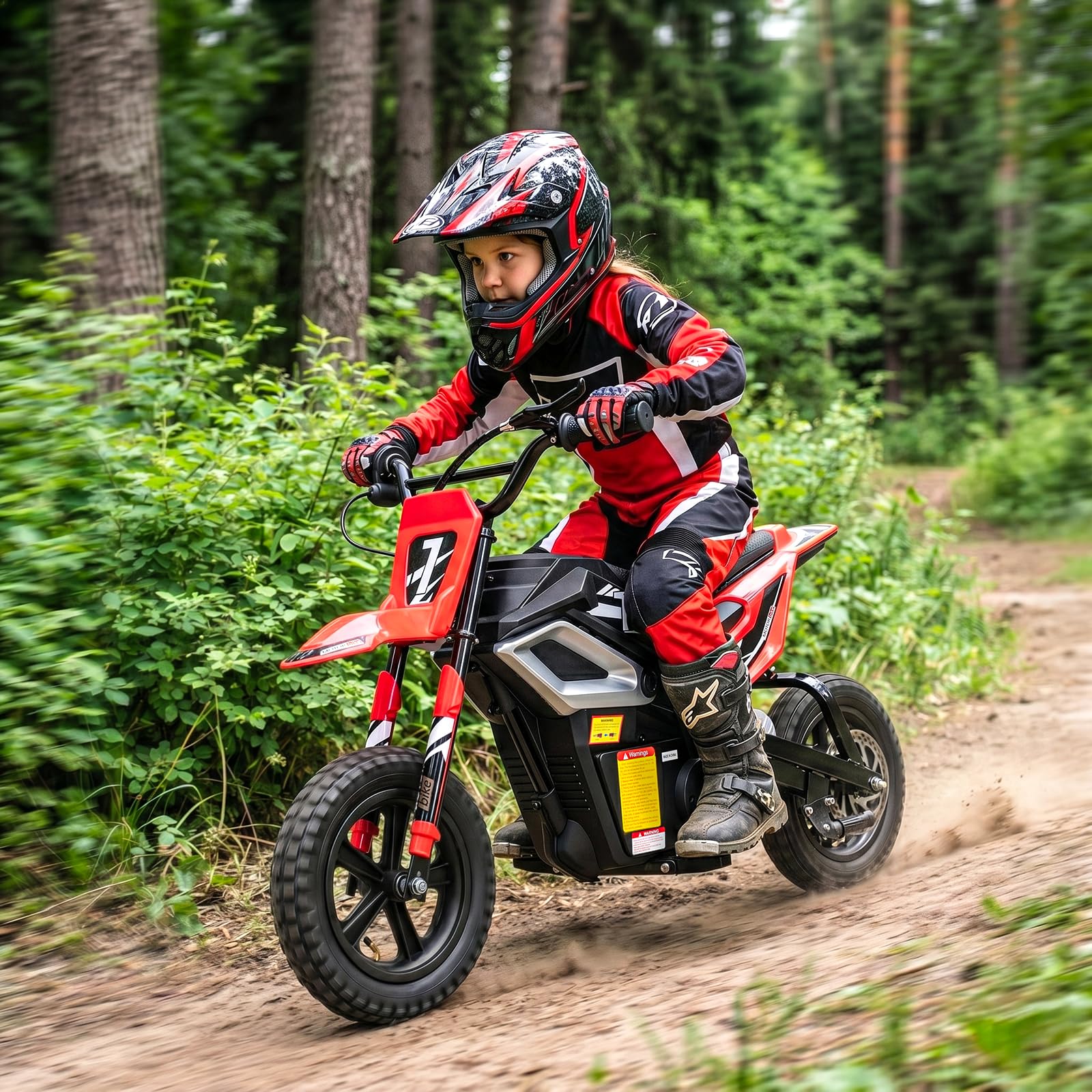 LALAHO Moto elettrica per bambini 24V 7Ah con Motore Senza Spazzole 250W, Max 22,5 km/h, Autonomia 19 KM, Pneumatico gonfiabile da 12 pollici (Rosso)