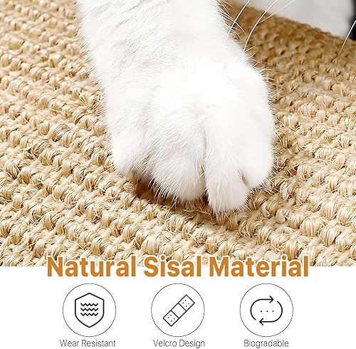 Miniatura 4 de 5 alfombrillas rascadoras para gatos, de 15.7 x 8 pulgadas, de sisal para gatos con cinta adhesiva, alfombrilla natural para arañazos para gatos,