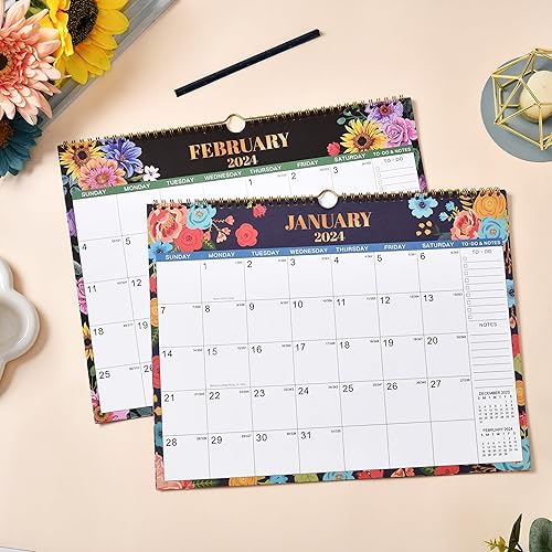 Miniatura 5 de Calendario 2024  Calendario de pared 2024, de enero a diciembre de 2024, calendario mensual colgante de 12 meses, calendario 2024 con fecha juliana,