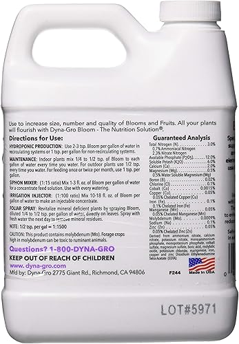 Miniatura 2 de Dyna-Gro Bloom, BLM-032 3-12-6. Alimento para plantas, 1 cuarto de galón, 1 Cuarto de galón