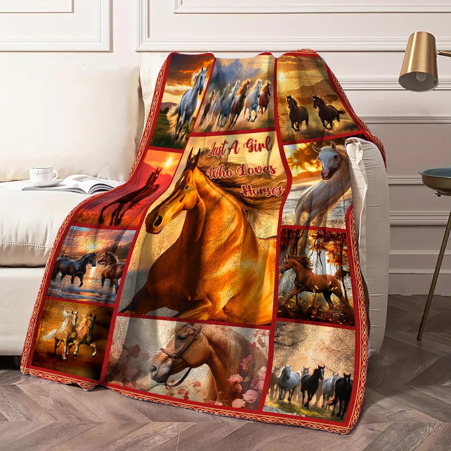 Horse Lover Gift, Horse Throw Blanket, Western Cowgirl Room Decor for Girls & Women, 50'' x 60'', Cozy Equestrian Accent for Bed & Couch, Farmhouse Birthday Christmas Mother's Day - Image 4