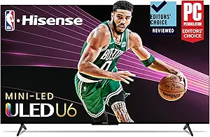 Hisense 55-Inch Class U6 Series ULED Mini-LED Google Smart TV (55U6K, 2023 Model) - QLED, Full Array Local Dimming, HDR 10+, Dolby Vision IQ, Game Mode Plus VRR, 240 Motion Rate, Compatible with Alexa