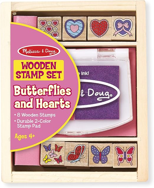 Melissa & Doug Butterfly and Hearts Stamp Set Arts and Crafts Stamp Sets and Stencils 3+ Gift for Boy or Girl