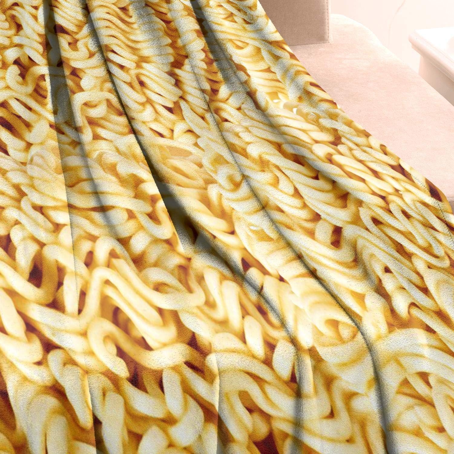 Ramen Noodles Throw Blanket for Teens Boys Girls and Adults Soft Warm Cozy Funny Midweight Food Flannel Blankets for Couch Sofa Bed Camping Travel Home Decor 50" X 60"