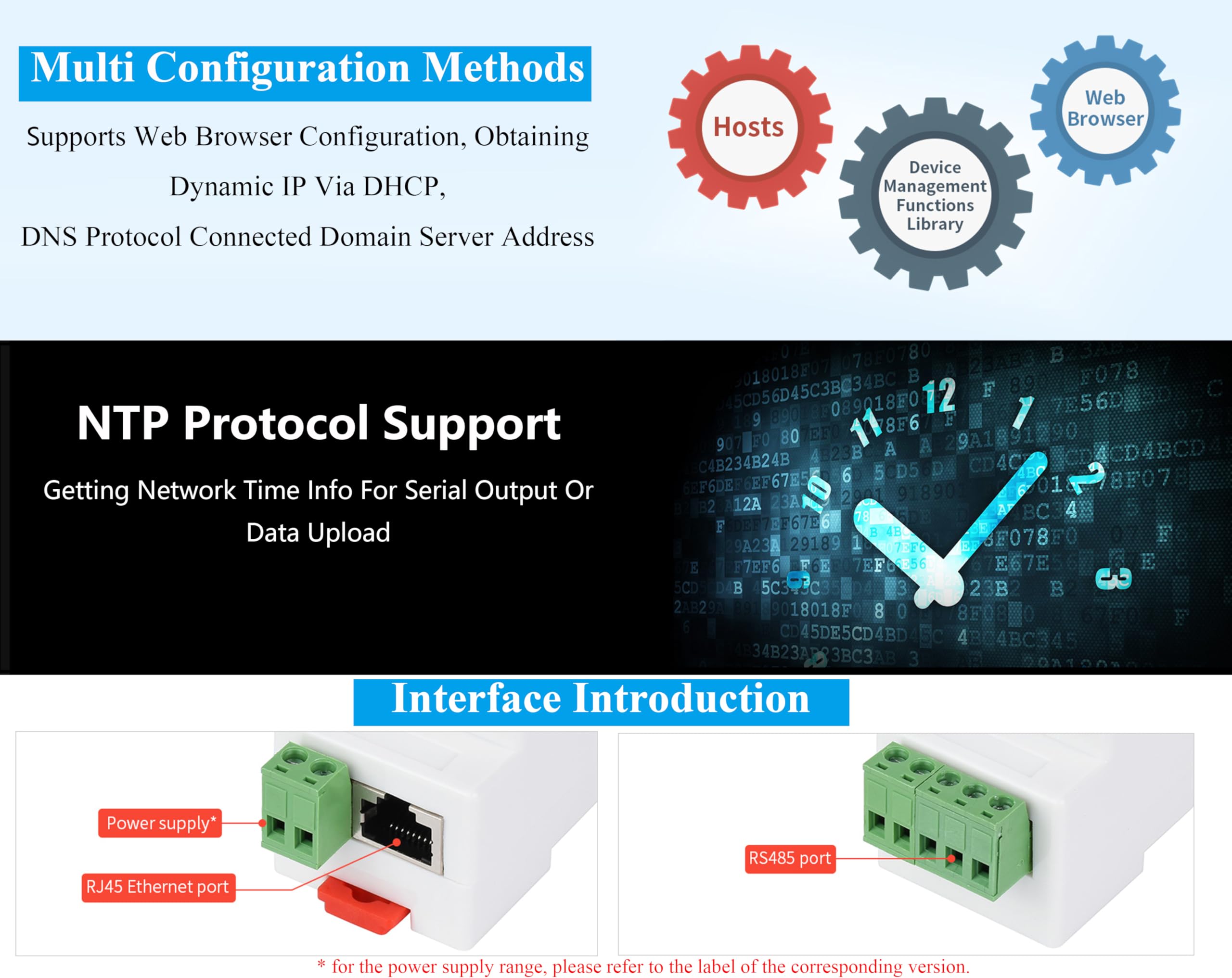 Serveur série industriel RS485 vers RJ45 Ethernet avec fonction PoE, TCP/IP vers série, alimentation CC 6 ~ 36 V ou PoE, données bidirectionnelles RS485 et ETH, prise en charge du port Ethernet PoE +
