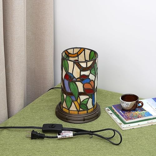 Miniatura 5 de Lámpara de mesa estilo Tiffany con diseño de pájaro de vidrieras para sala de estar, dormitorio, mesita de noche, florero, decoración, pequeña luz
