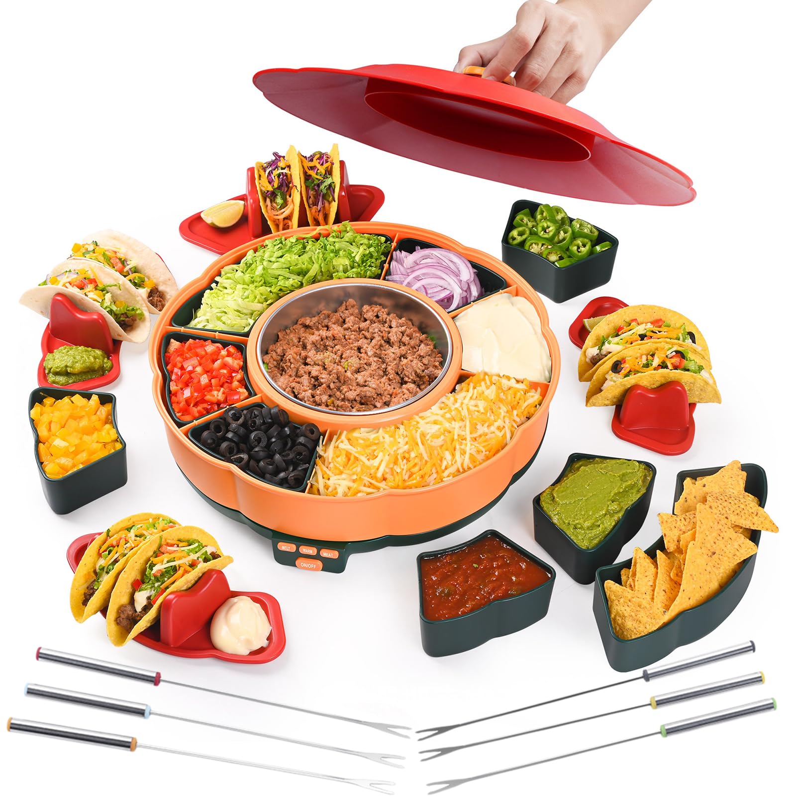 Tacos Rotatif à 360° en kit complet avec plateaux amovibles durables