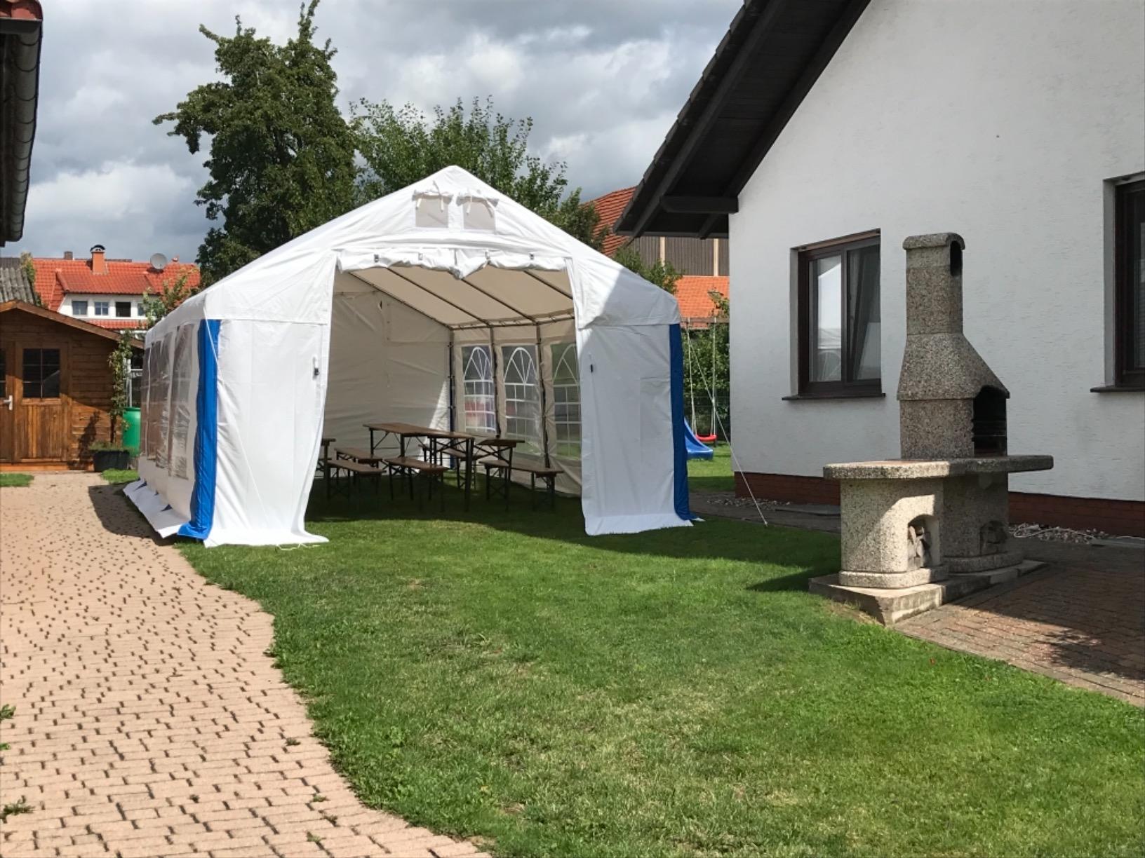Partyzelt 5x10 M TOOLPORT Party-Zelt Festzelt 5x5 M Garten-Pavillon -Zelt PVC Plane 700 N In Weiß Wasserdicht Weißes Festzelt Pavillon