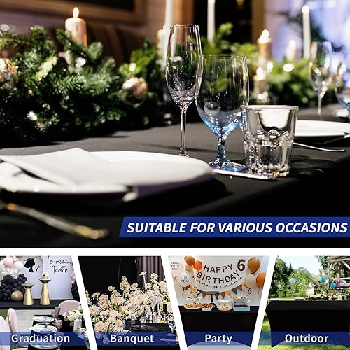 Miniatura 6 de Fixwal Manteles de mesa negros de 4 pies, manteles de elastano para mesas de 4 pies, mesa rectangular (48 pulgadas de largo x 30 pulgadas de ancho x