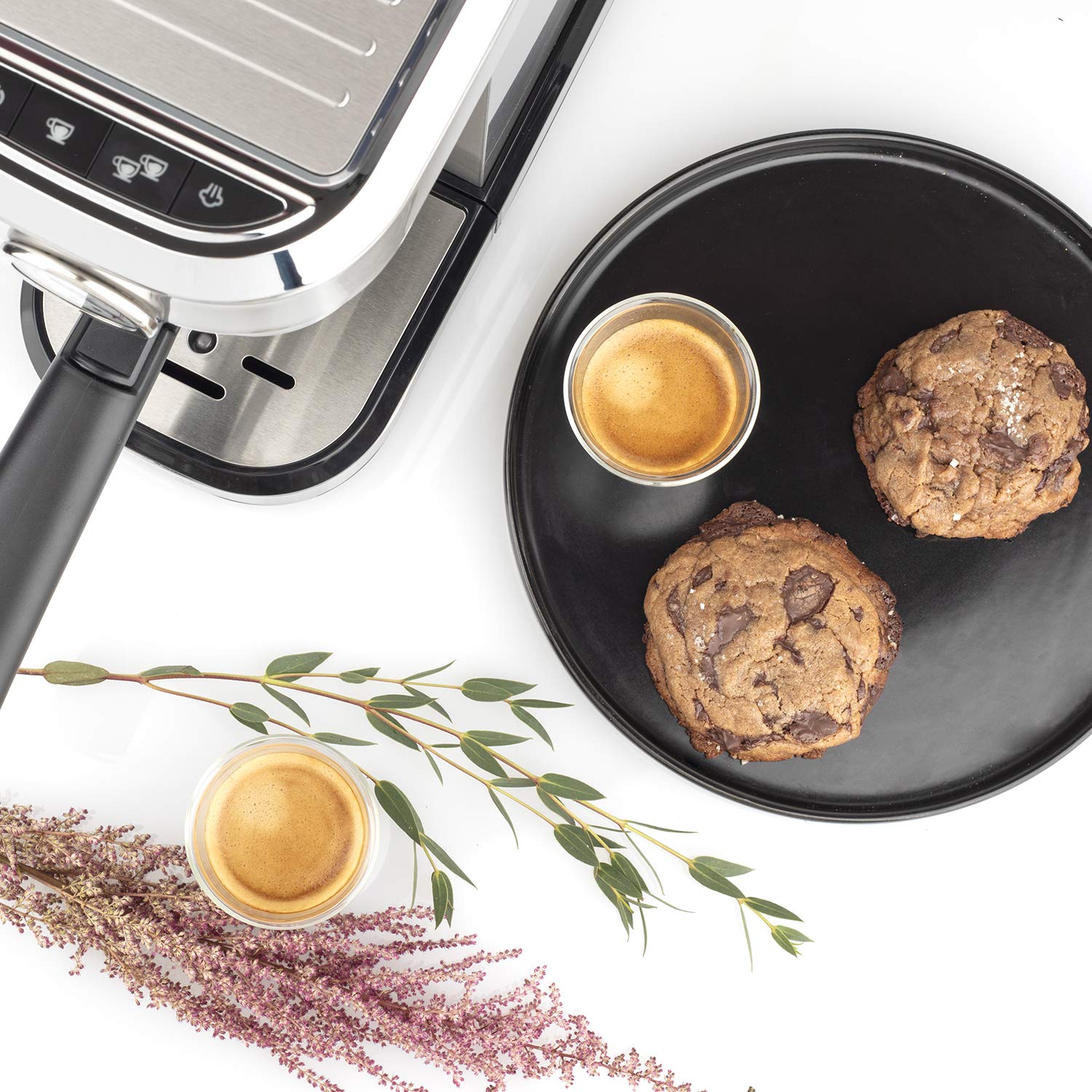 H.Koenig Professional Cafetera Espresso Automática Presión 20 Bar EXP820, Acero inox, Portátil, Sistema Thermoblock, 1.1L, Bomba barómetro, Calienta tazas, Espumador a vapor, Cafés y bebidas lácteas