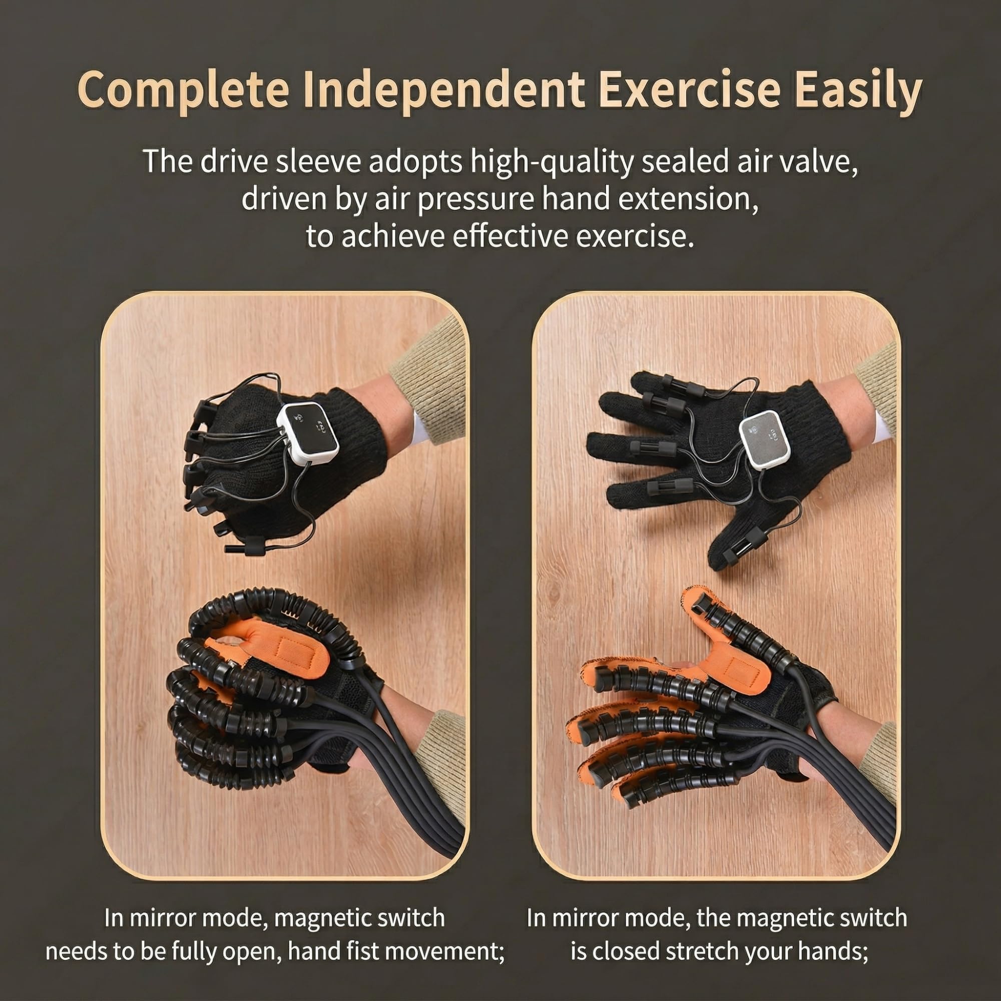 Guantes de Rehabilitación Robóticos para Ictus y Hemiplejía Ejercitador de Dedos y Mano Aparato de Fisioterapia en Casa Equipo Portátil para Recuperación de Movilidad y Entrenamiento(Izquierda,S)
