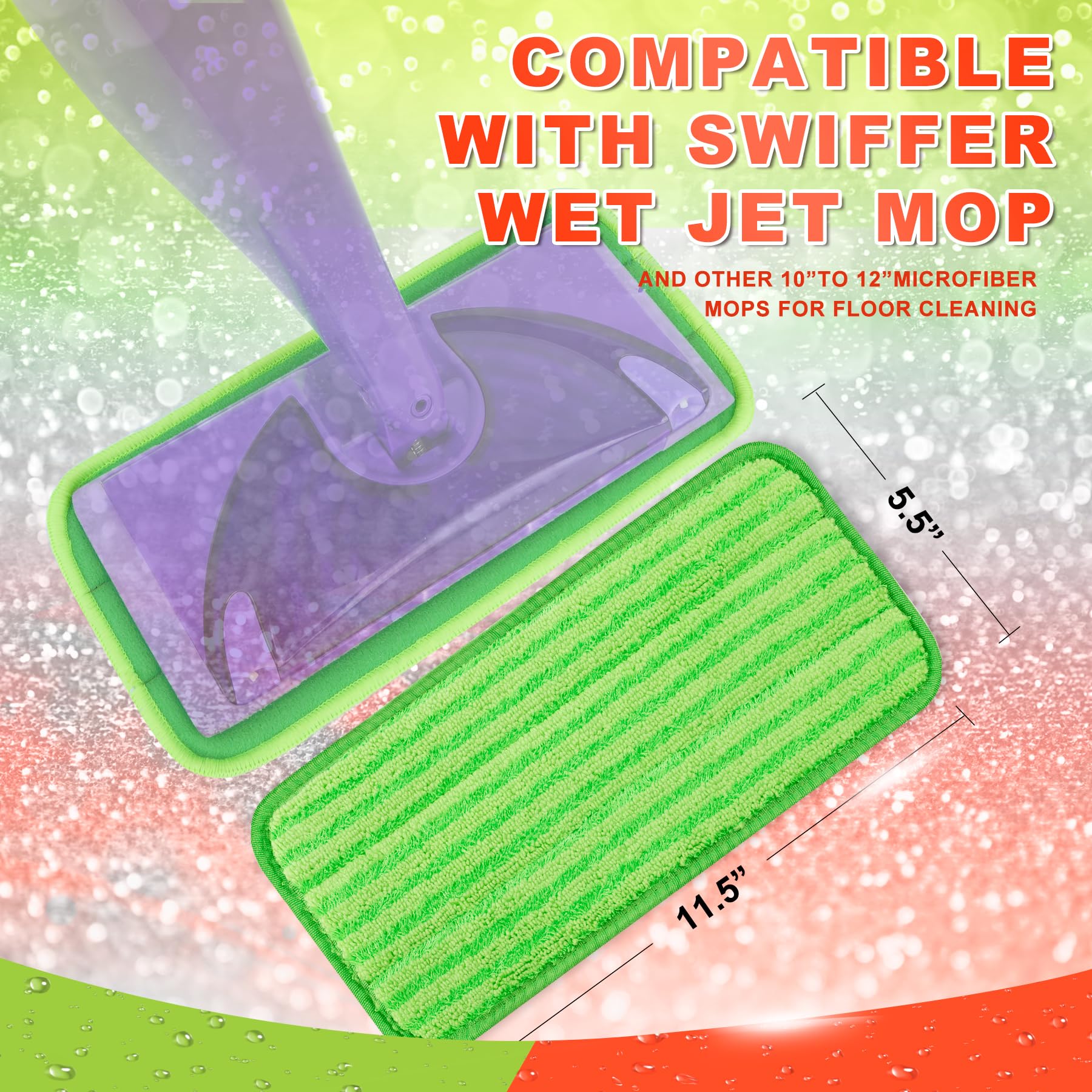 Cuscinetti riutilizzabili compatibili con Swiffer Wet Jet Mop, panni bagnati e asciutti in microfibra, ricambi per Swiffer Wetjet da 30,5 cm, lavabili, confezione da 2