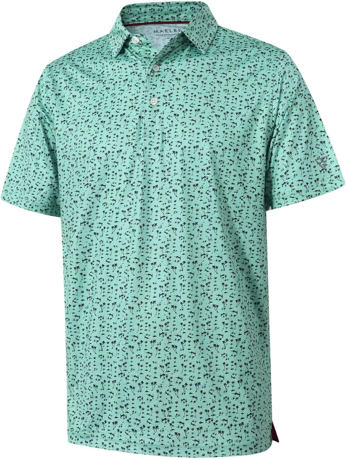 Golf Shirts for Men Dry Fit Short Sleeve Print Performance Moisture Wicking Polo Shirt