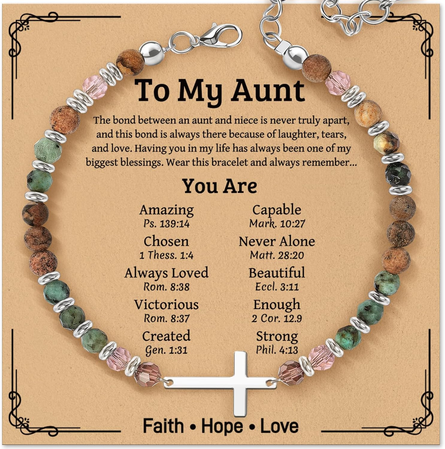 Cross Beaded Bracelet Gifts for Women: Christian Gifts for Women - Birthday Christmas Bracelet Gift for Friends Daughter Mom Sister in Christ Niece - Confirmation Baptism Easter Gift