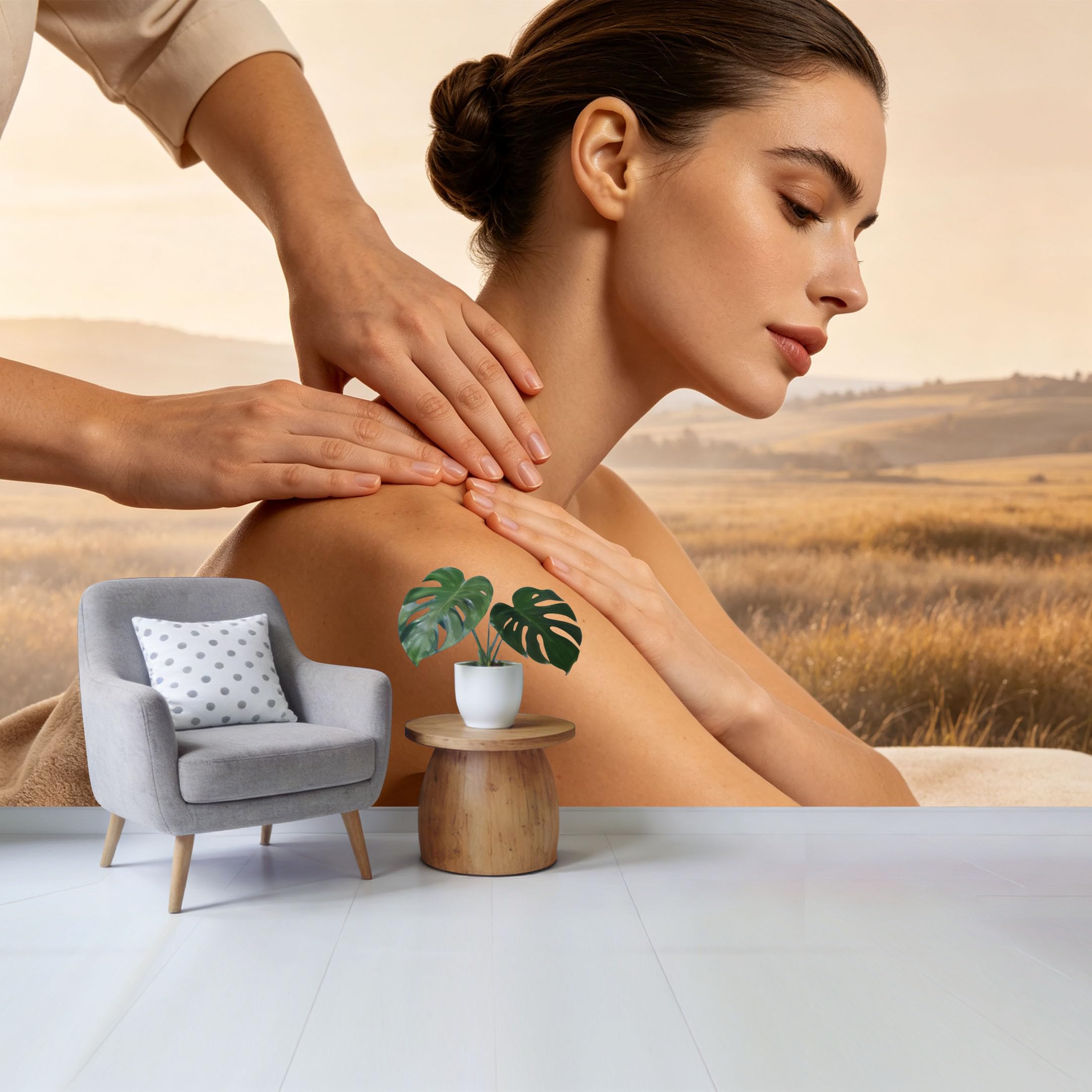 Qzlithotic Yq2605250601 Custom Size Wall Mural Serene Spa Massage Landscape Minimalist Portrait Selfadhesive Wall Fabric Removable Wallpaper For Home Office Decor